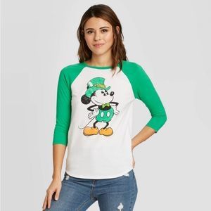 Disney XS Mickey Mouse Raglan Baseball T-shirt New